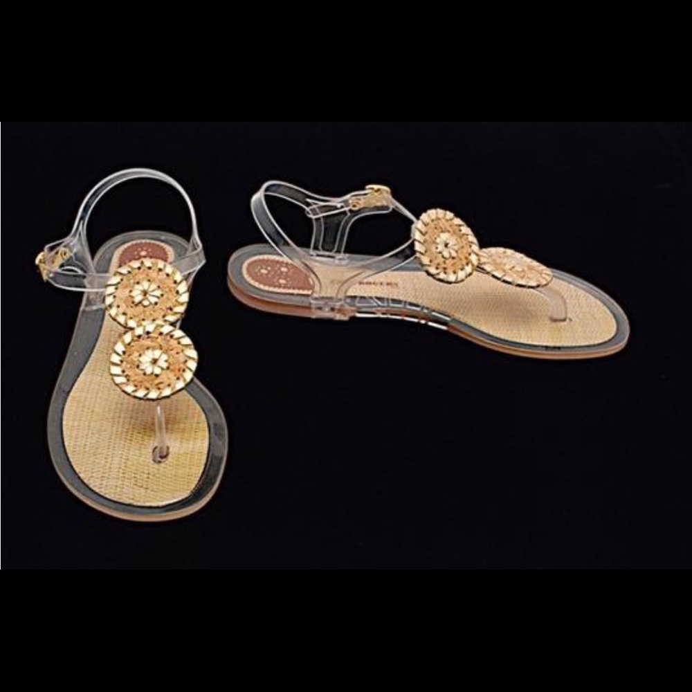 Jack Rogers Cork and Gold Jelly Sandals